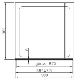 Paravan de duș, Mediterraneo, Foxy Gold, 90 cm, easy clean, profil auriu periat, W01SC01BG-90-V1