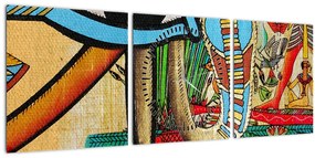 Tablou- Pictură egipteană (cu ceas) (90x30 cm)