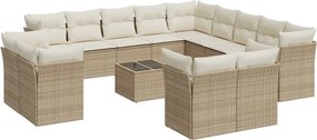 vidaXL Set canapele de grădină, 14 piese, cu perne, bej, poliratan