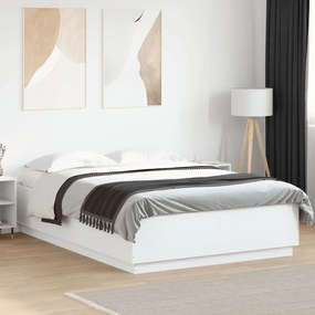 vidaXL Cadru de pat, alb, 160x200 cm, lemn prelucrat