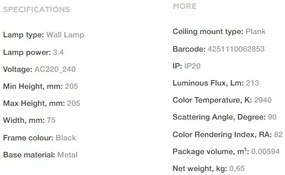 Aplica de perete LED design decorativ ambiental Trame negru