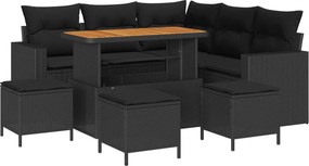 vidaXL Set de canapele pentru grădină 9 pcs Negru poliratan