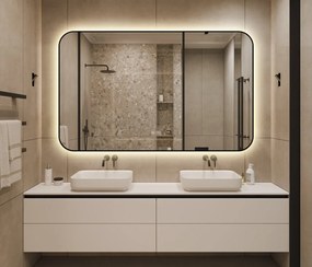 🪞 Oglindă LED cu Touch și Funcție Dezaburire – Ramă Negru, 130x80 cm, Model J187-13080 Smack