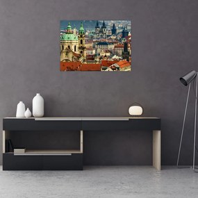 Tablou pe sticlă - Panorama din Praga (70x50 cm)