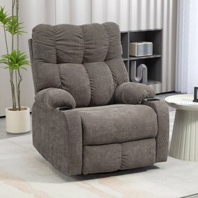 HOMCOM Fotoliu relax cu suport pentru picioare, fotoliu de odihnă, rotativ, până la 150 kg, cadru din oțel, 88x96x108cm, maro deschis | Aosom Romania