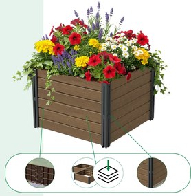 Strat înălțat BASE PLANT, 61x61x46cm, maro natural Prosperplast