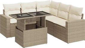 vidaXL Set canapele de grădină cu perne, 6 piese, bej, poliratan
