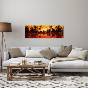 Tablou - Apus de soare deasupra rezortului (cu ceas) (90x30 cm)