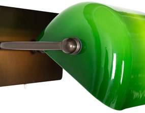 Aplică clasică de perete bronz închis cu sticlă verde - Banker