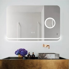 Oglindă Baie LED și Dezaburire Elit's Premium cu Senzor Touch, Lumina Rece, Caldă și Neutră, 90x60cm, Lupa Cosmetica