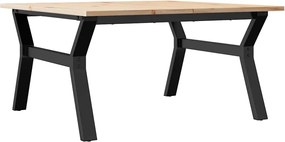 vidaXL Masă de cafea, cadru Y, 90x90x45 cm, lemn masiv pin și Oţel