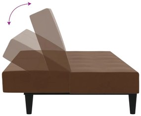Canapea extensibila cu 2 locuri si taburet, maro, microfibra Maro, Cu suport de picioare