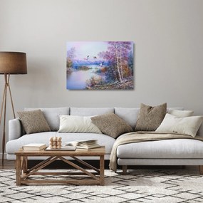 Tablou pe sticlă - Sosirea toamnei, pictură în ulei (70x50 cm)