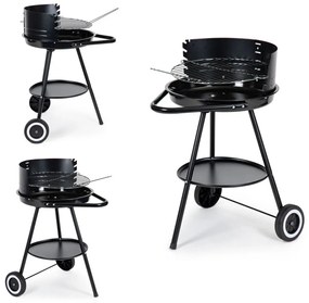 Grătar de grădină cu role cu înălțime reglabilă a grilei