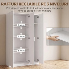 HOMCOM Dulap cu Rafturi Reglabile și Uși cu Închidere Lentă pentru Dormitor, Alb | Aosom Romania