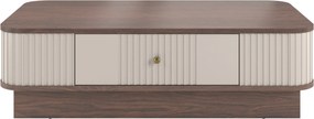 Măsuță de cafea Vesper 103x60 cm cu sertar și mâner auriu - culoare cașmir / nuc