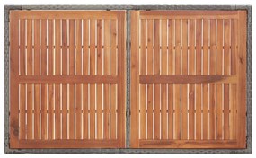 Masa gradina, gri, 150x90x75 cm, poliratan si lemn masiv acacia 1, Gri, 150 x 90 x 75 cm