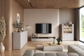 Comodă cu patru uși Elivo 200 cm - kashmir / stejar uleiat