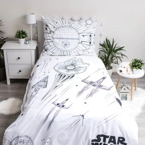 Star Wars Death Star Lenjerie de pat fosforescentă 140×200 cm, 70x90 cm