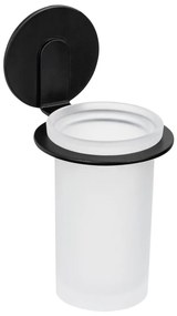 Suport pentru periuța de dinți negru mat autoadeziv din sticlă Bivio – Wenko