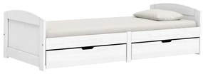 353319 vidaXL Pat de zi cu 2 sertare "IRUN", alb, 90x200 cm, lemn masiv pin
