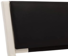 Cadru de pat cu LED, alb si negru, 140x200 cm, piele ecologica white and black, 140 x 200 cm