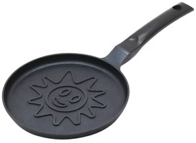 Plită pentru clătite Klausberg KB 7972, 18 cm, Fund în relief cu soare, Acoperire antiaderentă, fără PFOA, Inducție, Negru