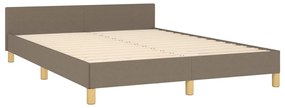 Cadru de pat cu tablie, gri taupe, 140x190 cm, textil Gri taupe, 140 x 190 cm, Benzi verticale