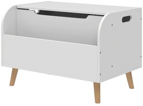 AIYAPLAY Cufăr pentru jucării copii, cufăr de depozitare pentru copii, capac rabatabil și compartiment deschis, 60x40x43cm, alb | Aosom Romania