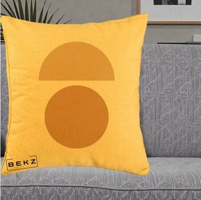 Perna Decorativa Geometric Minimalist Auriu, 40x40 cm, Galben, Husa Detasabila, Perna Inclusa, BEKZ®