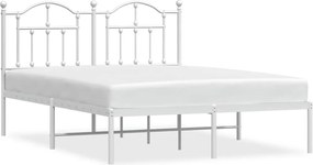 vidaXL Cadru de pat metalic cu tăblie, alb, 150x200 cm