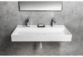 Chiuvetă dublă albă din compozit mineral 96x44 cm Godiva – Sapho