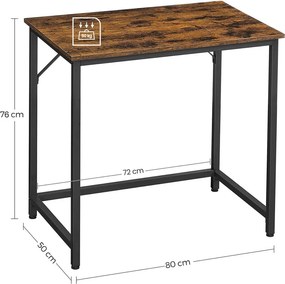Birou URBAN în stil industrial, 80x50x75 cm, maro/negru Vasagle
