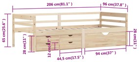 Cadru de pat cu sertare si dulap, 90x200 cm, lemn masiv de pin Maro