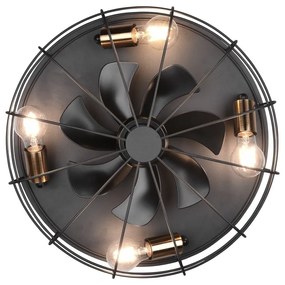 Plafonieră negru-mat cu control prin telecomandă, cu ventilator Trondheim – Trio