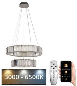 Lustră LED dimabilă pe cablu LED/65W/230V 3000-6500K crom + telecomandă