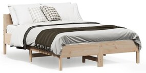 842606 vidaXL Cadru de pat cu tăblie, 135x190 cm, lemn masiv de pin