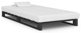 285248 vidaXL Cadru de pat din paleți, gri, 90 x 200 cm, lemn masiv de pin