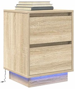 vidaXL Noptiera cu lumini LED Stejar Sonoma 38x34x50 cm