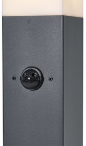 Lampă de exterior gri închis cu sticlă opal 80cm IP44 cu priză și senzor de mișcare - Malios