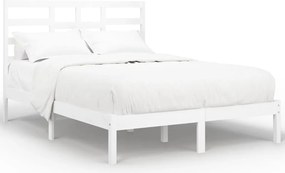 vidaXL Cadru pat, alb, 140x190 cm, lemn masiv