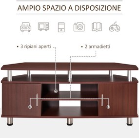 Mobilier pentru TV HOMCOM, 2 rafturi, 120x39.5x52cm, maro | Aosom Romania