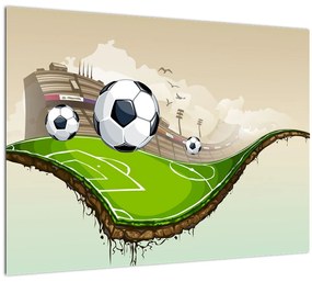 Tablou pe sticlă - Teren de fotbal (70x50 cm)