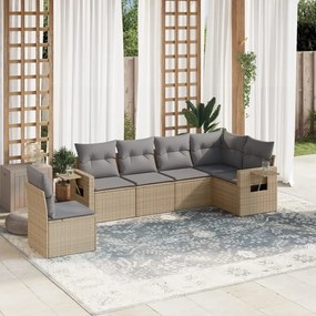vidaXL Set canapele de grădină cu perne, 6 piese, bej, poliratan