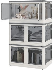 HOMCOM Cutii de depozitare pliabile și empilabile 69L din plastic cu capac și 4 roți, acces la 5 laturi, alb | Aosom Romania