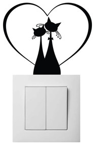 Autocolant pentru întrerupător Ambiance Cat Couple, negru