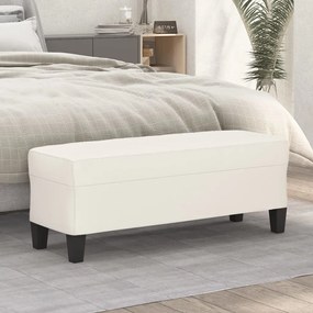 349460 vidaXL Bancă, crem, 100x35x41 cm, piele ecologică