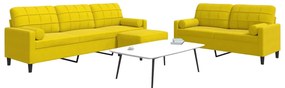 vidaXL Set de canapele cu perne/rulouri, 3 piese, galben, catifea