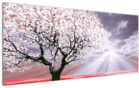 Tablou cu pomul roșu (120x50 cm)