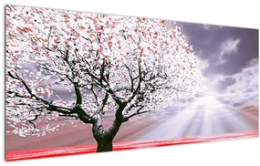 Tablou cu pomul roșu (120x50 cm)
